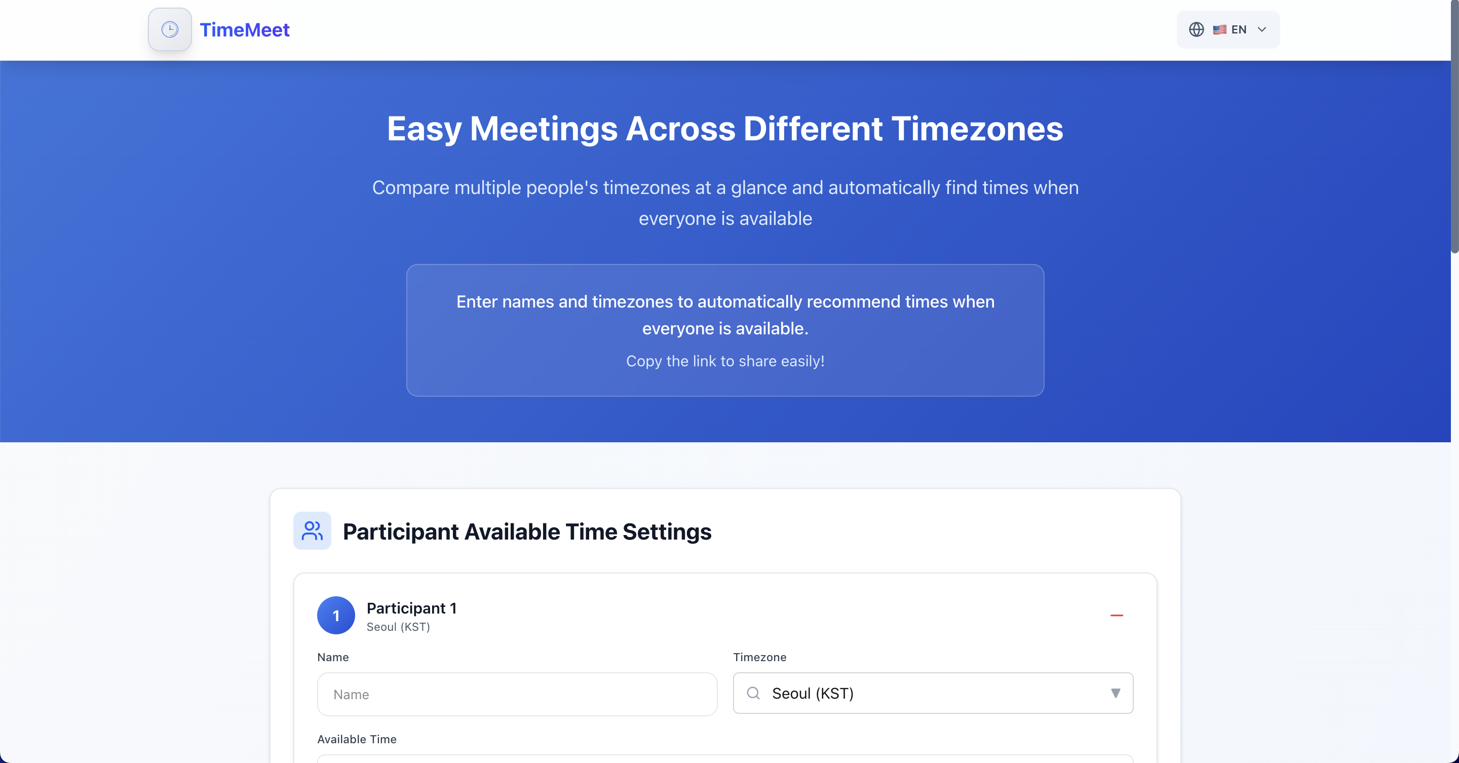 TimeMeet - Timezone Meeting Scheduler